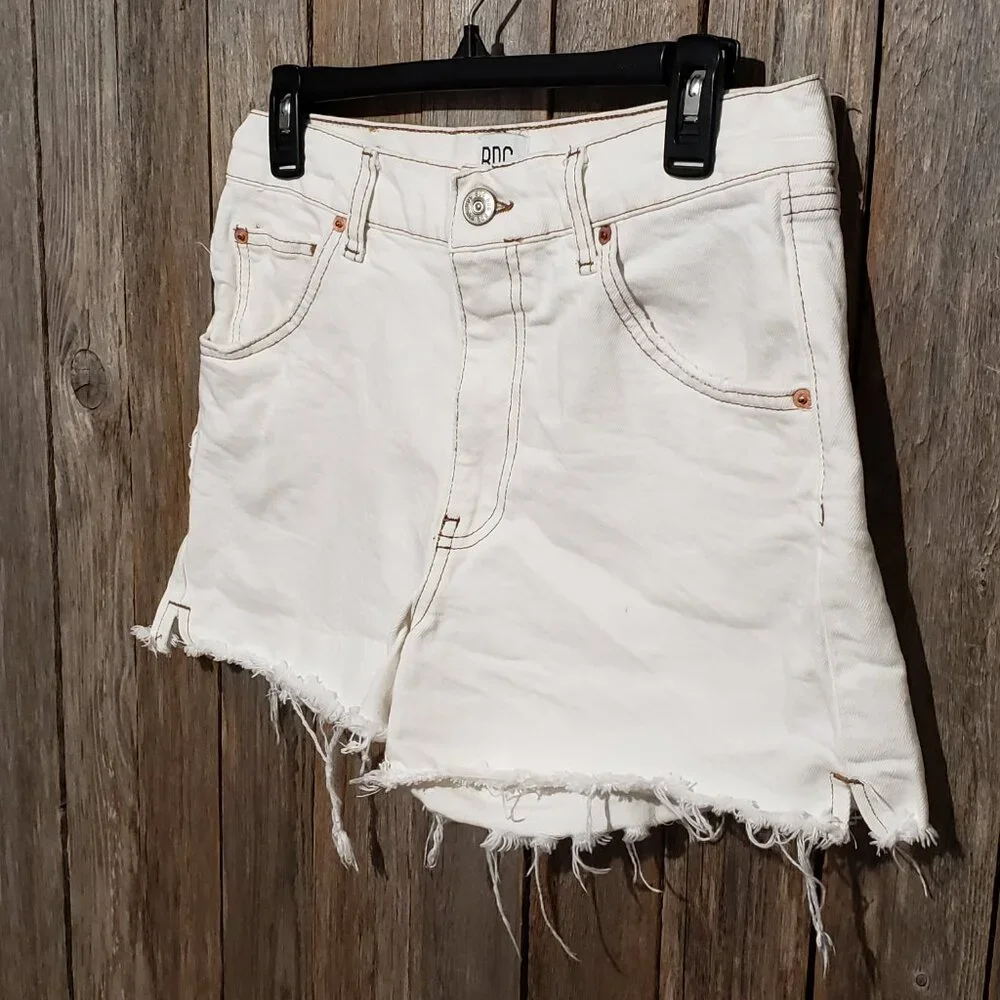 BDG Urban Outfitters‎ 28 Jean Shorts White Hi Rise Cut Offs Boho Coastal Casual